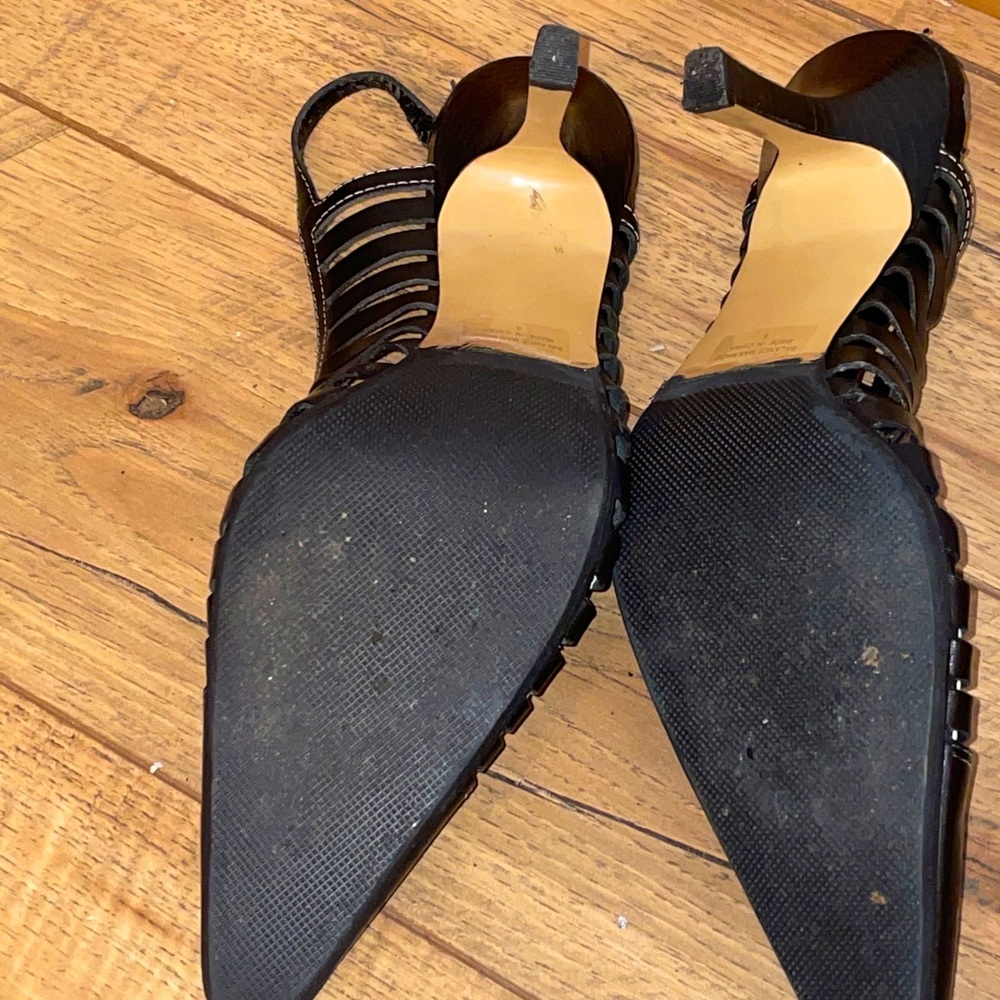 Nine West Black leather sling backs